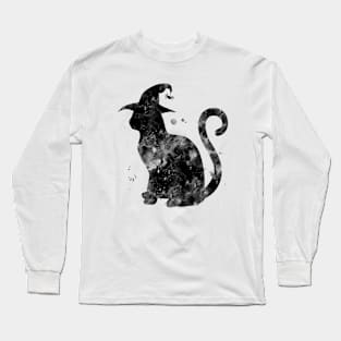 Witch Cat Watercolor Painting Long Sleeve T-Shirt